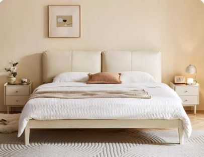 Modern Walnut Upholstered Platform Bed #47