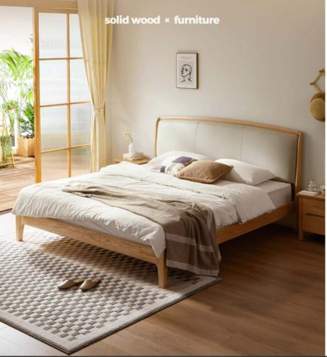 Sleek Gray Wooden Bed #54