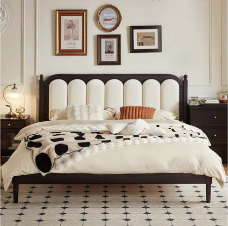 Classic Walnut Tufted Headboard Bed #68