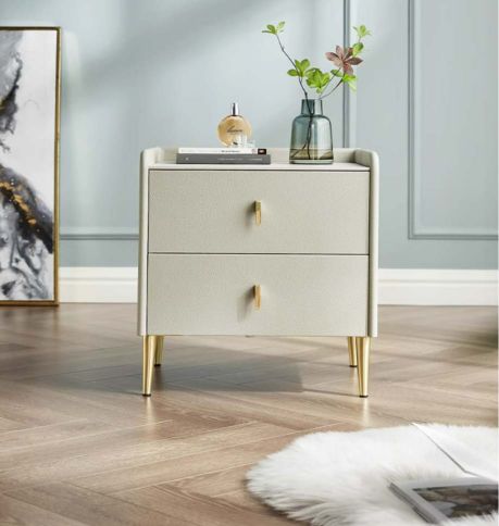 Elegant White and Gold Nightstand #33