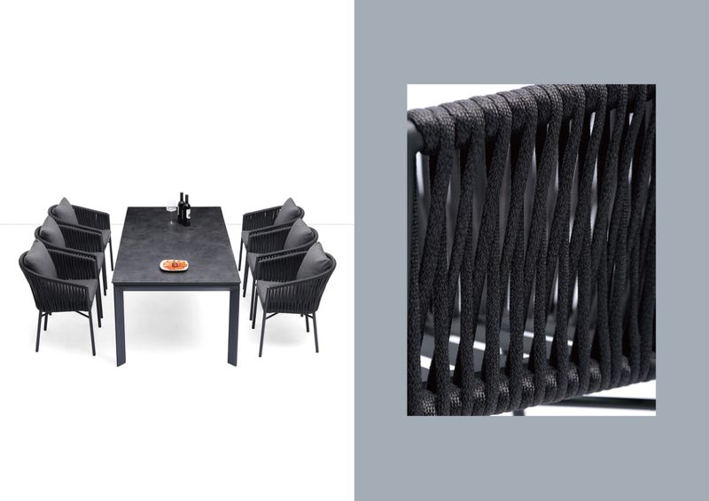 Elegant Walnut Table and Wicker Chairs #16