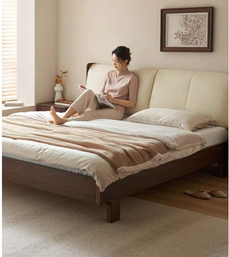 Elegant Walnut Upholstered Bed #55