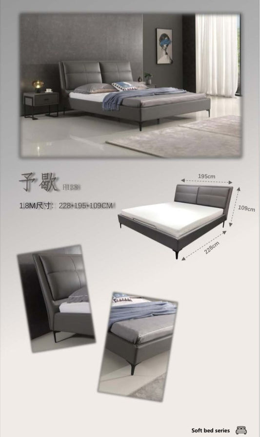 Modern Walnut Tufted Headboard Bed #9