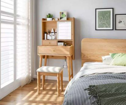 Modern Walnut Nightstand Vanity #94