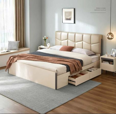 Modern Walnut Wooden Bed with Storage #61